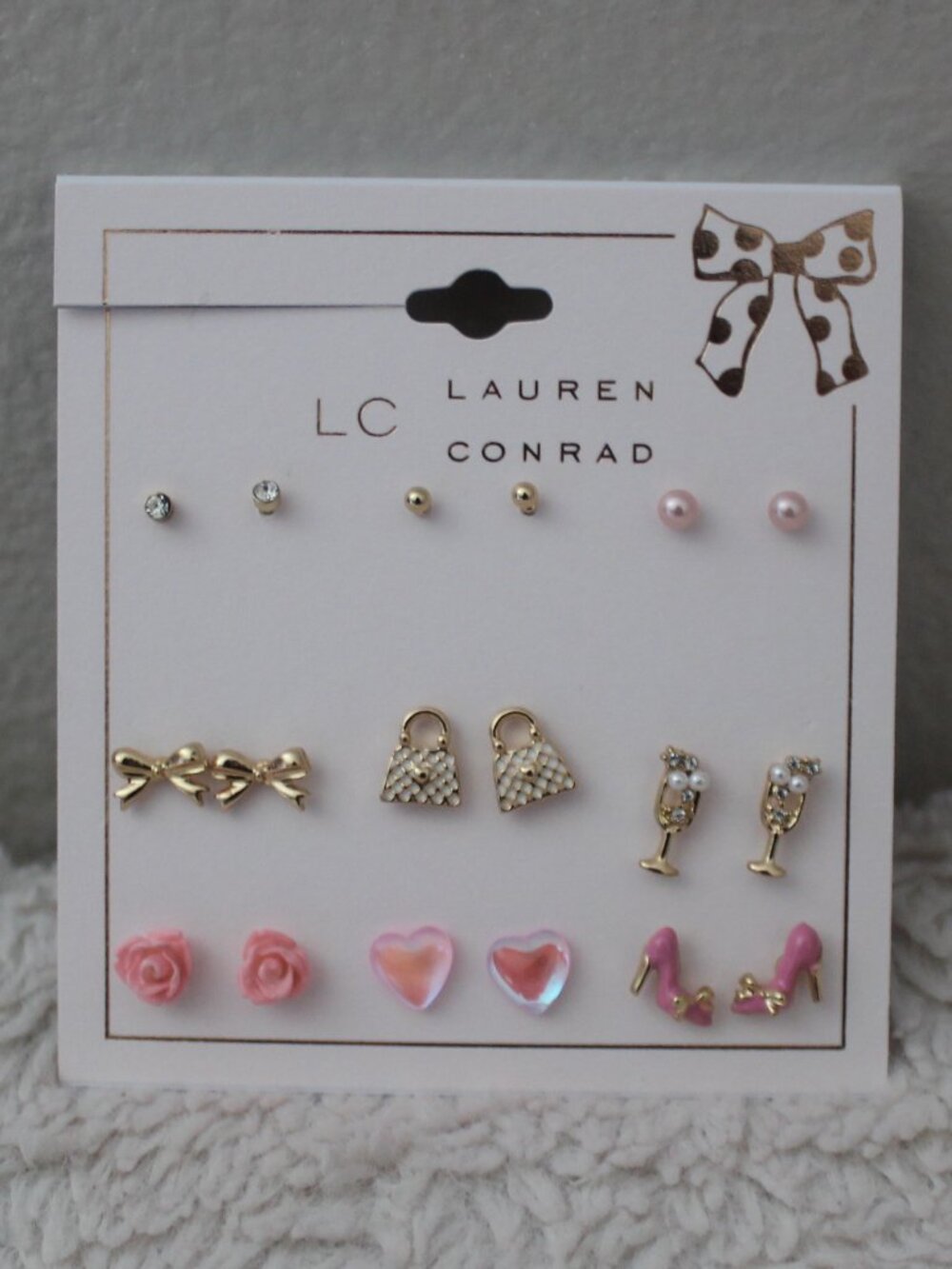 LC Lauren Conrad Gold Tone 9-Pair Girly Icon Earring Set